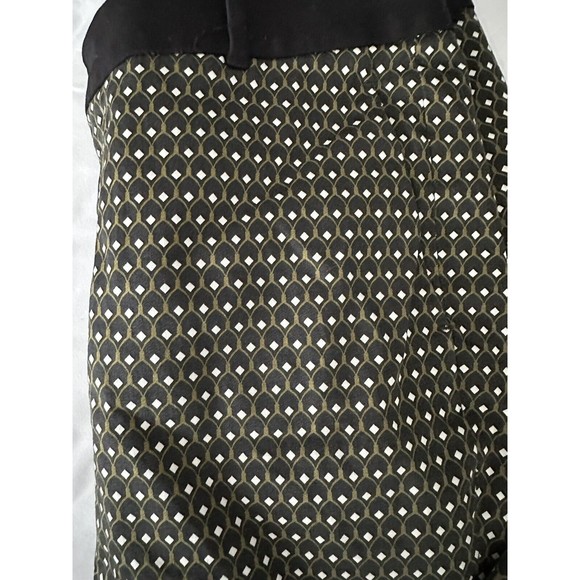 Zara Womens Trousers Sz M Straight Leg Black Green Abstract Print Pants 31X28 - Picture 2 of 6